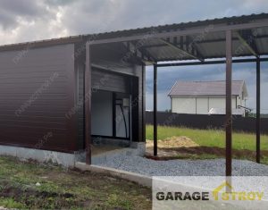 Быстровозводимый гараж 8х4м с навесом 6х4м. вид 6