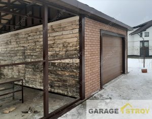 Каркасный гараж с навесом размером 6х8м. вид 3