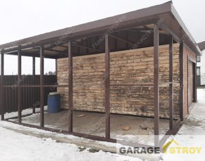 Каркасный гараж с навесом размером 6х8м. вид 6