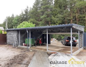 Гараж из сборных сэндвич-панелей с навесом вид 11