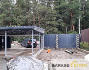 Гараж из сборных сэндвич-панелей с навесом вид 9