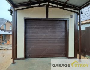 Гараж из сэндвич-панелей с навесом 12,5х4м. вид 1