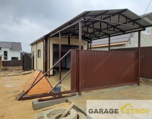 Гараж из сэндвич-панелей с навесом 12,5х4м. вид 3